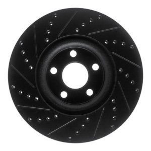 Lincoln MKZ Brake Rotor (1) - Front Right - R1 Concepts - Drilled & Slotted - Black - `17-`20